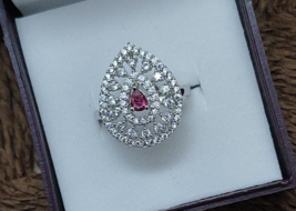 Bollywood Stile Indiano 925 Argento Sterling Cz Fidanzamento Anello Rosa Jewelry - £59.58 GBP
