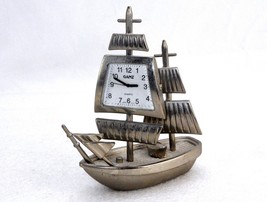 Ganz Pewter Ship Clock, Japanese Quartz Movement, Works, Desktop Paperweight - £19.18 GBP