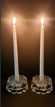 2 Princess House Crystal Glass Single Light Candle Holder Candlestick Ri... - £14.16 GBP