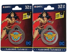 Lot of 2 Emtec DC Comics Wonder Woman 32GB 2.0 USB Flash Drive New - £9.72 GBP