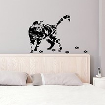 ( 20&#39;&#39; x 13&#39;&#39;) Vinyl Wall Decal Cute Cat Silhouette with Steps / Curious Kitten  - £14.87 GBP