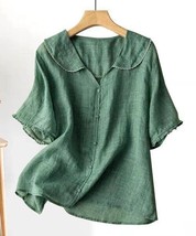 UDEAR Green Half-Sleeve Lapel Top (L) - $21.37