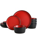 12 Piece Dinnerware Set For 4 Modern Stoneware Plates Dishes Salad Bowls... - £59.79 GBP