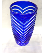 TOWLE Cut Crystal Chevron / Heart 7.25&quot;Vase Cobalt Blue 24% PbO - Made I... - $731.63 MXN