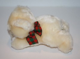 RBI Ron Banafato Cream Plush Teddy Bear Cub 7&quot; Stuffed Soft Toy Red Plai... - £8.55 GBP