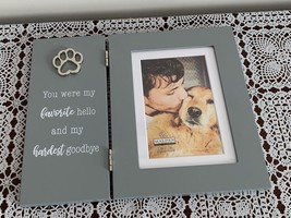 Walden Wooden Photo Frame Pet Remembrance Hinged Favorite Hello Hardest Goodbye - £8.96 GBP