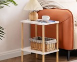 2 Tier End Table, Boho Side Table With Storage Shelf, Nightstand Bedside... - £42.66 GBP