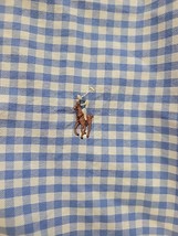 Ralph Lauren Mens 3XB Shirt Long Sleeve Big &amp; Tall Blue White Checked Flesh Pony - £22.11 GBP