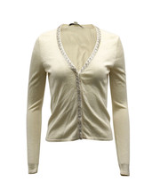 Diane Von Furstenberg Ballerina Embellished Knit Cardigan In Rayon Women Gold M - £75.65 GBP