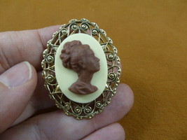 CA2-3 Rare African American LADY white + milk chocolate resin CAMEO Pin Pendant - £24.65 GBP