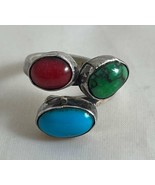 Southwest Sterling Silver Size 7.5 Multi-Stone Ring - $29.99