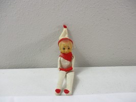 Vintage Christmas White Santa elf Knee hugger Pixie ornament noel japan nice - £31.10 GBP