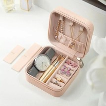Pink Mini Jewelry Storage Box Portable travel Organizer Leather Earring necklace - £8.70 GBP