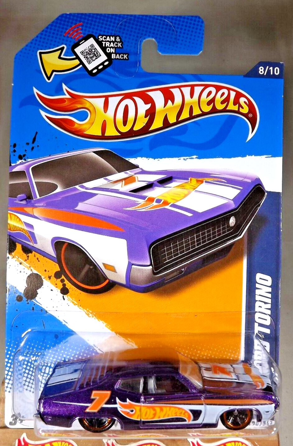 2012 Hot Wheels #178 HW Racing 8/10 '70 FORD TORINO Purple w/Black MC5Sp GoldRim