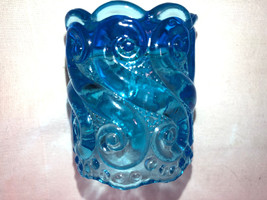 Blue Glass S Scroll Toothpick Holder Mint - £10.21 GBP
