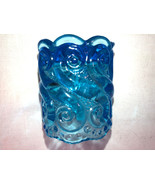 Blue Glass S Scroll Toothpick Holder Mint - £10.21 GBP