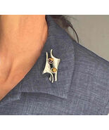 70s Silver Silver Tigers Eye Unisex Brooch Pin Scarf Clip OFFeR! - $6,221.17 MXN