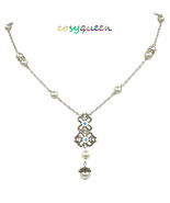 Women New White Pearl Swarovski Element Crystal Butterfly Pendant Chain ... - £7,830.60 GBP