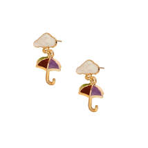 Purple &amp; Yellow Umbrella Drop Earrings - £10.47 GBP