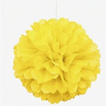 Sunshine Blooms - 10pcs Yellow Tissue Hanging Paper Pom-poms: Vibrant Fl... - $19.79
