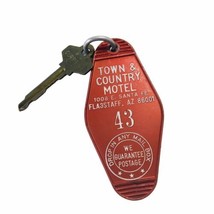 Vintage Town &amp; Country Motel Room Key and Fob -Flagstaff AZ Room &quot;43&quot; Red - £21.62 GBP