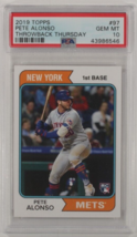 2019 Topps Pete Alonso Throwback Thursday Edizione PSA 10 Gemma come Nuo... - $104.94