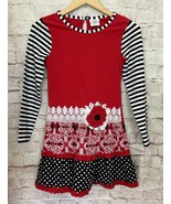 Counting Daisies Dress Girls Size 12 Long Sleeve Red Black Bandana Strip... - £21.78 GBP