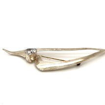 Vintage Signed Sterling Retro Modern Abstract Heart CZ Stone Statement Brooch - £75.64 GBP