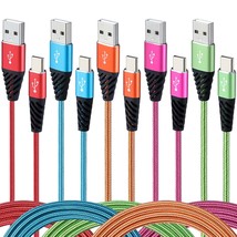 Usb C Cable [5-Pack, 6Ft] Usb A To Type C Fast Charging Cable Durable Ny... - £21.93 GBP