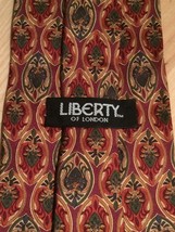 Liberty of London 100% Silk Gold Red Geometric Patterned Necktie Tie - £18.63 GBP