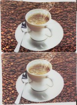 Set Of 2 Same 3D Plastic Semi Clear Placemats, 12&quot;x18&quot;, Hot Coffee Cup &amp; B EAN S - £10.25 GBP