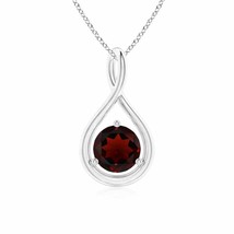 ANGARA 1 Ct Solitaire Round Garnet Infinity Twist Pendant in Silver (AA, 6mm) - £162.52 GBP