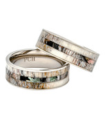 Deer Antler Ring  Camo Wood Inlay 8mm Titanium Mens Wedding Band/Gift - £46.12 GBP