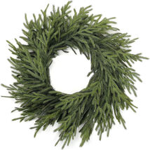24&quot; Artificial Norfolk Pine Wreath Greenery Door Garland Decoration - $26.48 CAD+
