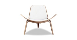 Oakham Hans Wegner Style Mid-century Shell Chair Walnut  Side Chair Top Cushion - £244.95 GBP