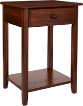 Casual Home Night Owl Nightstand With Usb Ports-Warm Brown - £54.56 GBP