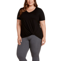 Matty M Women&#39;s Plus Size 3X Black V Neck Twist Front Tee Top Shirt NWT - £10.69 GBP