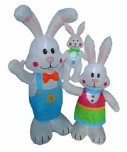 5 Foot Tall LED Easter Inflatable Bunny Bunnies Rabbits Family Yard Decoration - £47.95 GBP