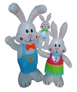 5 Foot Tall LED Easter Inflatable Bunny Bunnies Rabbits Family Yard Deco... - £47.54 GBP