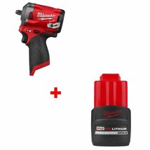 Milwaukee 2554-20 M12 FUEL Impact Wrench w/ FREE 48-11-2425 M12 Battery ... - $313.99