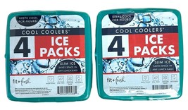 Lot of 2 Fit+Fresh Slim Reusable Ice Packs for Lunch Bags Beach Bags Coo... - £15.79 GBP