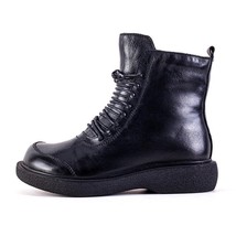 Winter Shoes Women Boots Genuine Leather New Handmade Lace-Up Zip Warm Round Toe - £100.86 GBP