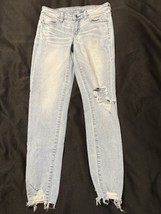 American Eagle Super Stretch Jegging Jeans Size 0 Short Light Wash Distr... - $19.49