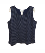 Drapers and Damons Shell Top Womens Size XL Navy White Polka Dot Lined L... - $314.28 MXN