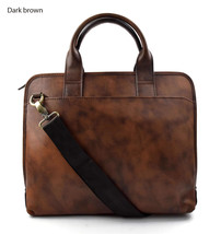 Vintage leather dark brown shoulder bag carry on bag messenger satchel tablet  - £189.11 GBP