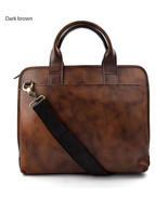 Vintage leather dark brown shoulder bag carry on bag messenger satchel t... - £191.60 GBP