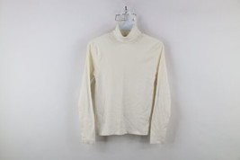 Vintage 70s Streetwear Womens Size Medium Blank Knit Turtleneck T-Shirt White - £31.39 GBP