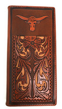 Western Men&#39;s Laser Cut Genuine Leather Longhorn Long Bifold Wallet in 4... - £17.25 GBP