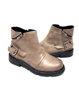 MIZ MOOZ   LEATHER  BOOTS BUCKLE  BACK ZIPPER TAUPE  37EU / 7US NEW # Z-47 - $59.95