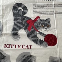 Vintage Fabric Panel VIP Cranston Gray Kitty Cat cut n Sew Cat Pillow Fabric - $13.71